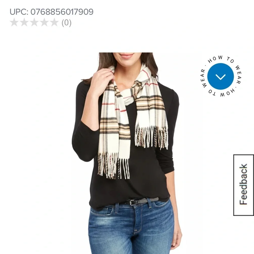 Two Winter Plaid Scarves - Cream and Pink
